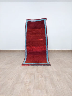 Marokkanische Handarbeit Vintage Teppich Rot Wolle Läufer Rug Berber Tribal C... - Bild 1 von 4