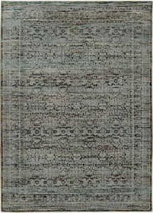 2x8 Sphinx Blue Distressed Faded Petal Bordered Runner 7127A - Aprx 2' 3" x 8' - Picture 1 of 1