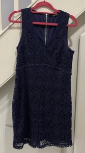 Damen Neu Look Ärmellos gefüttert Häkeln Shift Kleid marineblau 8 - Bild 1 von 4