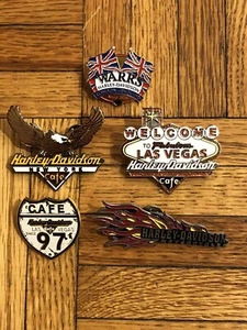 (5) Harley Davidson Cafe Pins - Las Vegas New York London - EXC - Picture 1 of 9