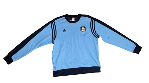 Adidas Argentina National Soccer Team Embroidered Blue long sleeve Shirt Sz L Cover