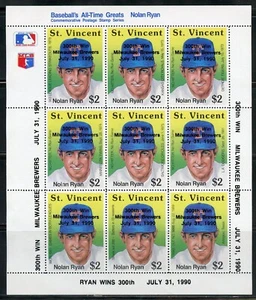 Baseball Nolan Ryan 300TH Win Überdruckt Blatt Nh - Bild 1 von 1