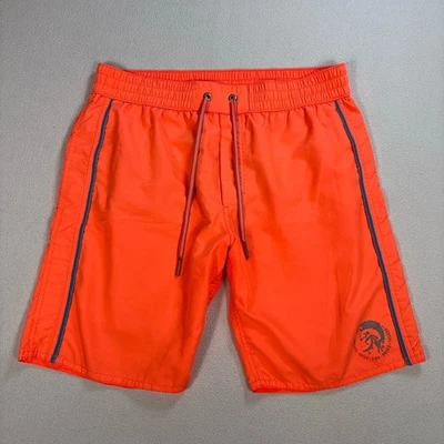 Pantalones Cortos de Natación Diesel 8.5" Para Hombre L Naranja Neón Malla Forrados Cordón Logo Ropa de Playa Foto 1 de 4