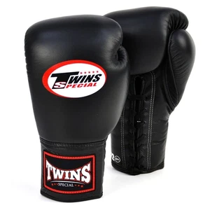 Twins Lace-up Muay Thai Boxing Gloves Black - Picture 1 of 2