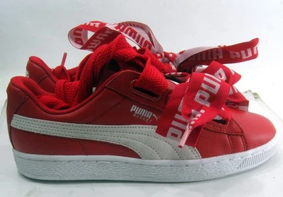 PUMA Basket Heart Red White Classic  Sneakers 364082-03  WOMEN SIZE  7.5/8 - Image 1 of 4