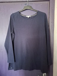 WHITE STUFF NAVY BLUE LONG SLEEVE TEXTURED COTTON HEAVY TSHIRT..SIZE 20 - Picture 1 of 3