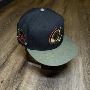 Hat Club Atlanta Braves New Era Cap 7 3/4 Black Army Olive Green Red 40 Patch - Picture 1 of 7