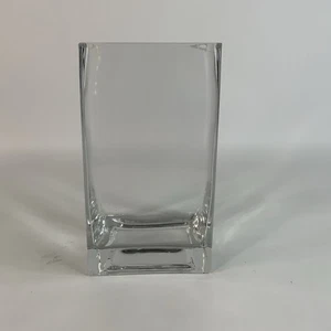 7” Handmade Crystal Glass Clear Rectangle Table Vase - Picture 1 of 6