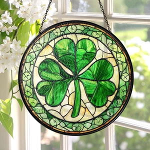 Shamrock Stained Glass Suncatcher, Shamrock Suncatcher, Irish Shamrock Gift - Picture 1 of 6