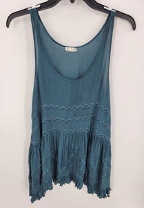 Free People Slip Dress Womens Small Green Voile Lace Trapeze Slip Mini Boho - Picture 1 of 10