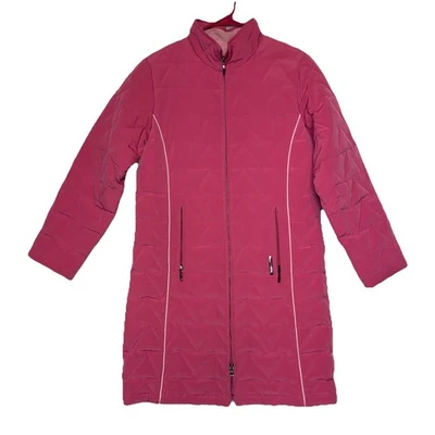 Liz Claiborne Mujer Talla S Largo Invierno Abrigo Plumón Pluma Cremallera Completa Chaqueta Foto 1 de 4