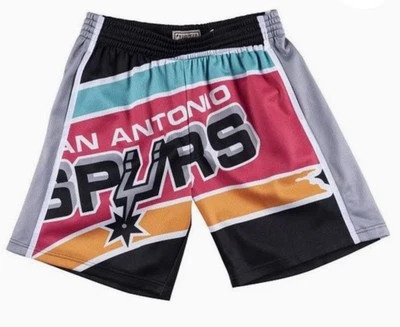 San Antonio Spurs NBA Big Face Fashion Short 1998 By Mitchell & Ness. New - Image 1 of 2
