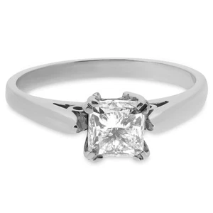 Classic Princess Cut Diamond Solitaire Ring in 18ct White Gold - Picture 1 of 3