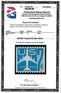 Scott #C52 Single--Large Hole--2025 PSE Cert Sup 98 MNH-2025 SMQ $75.00 - Picture 1 of 2