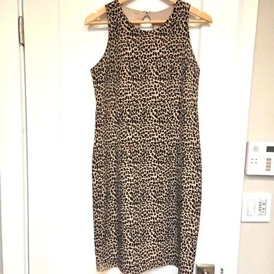 100% Silk Robbie Bee Women's Leopard Print Sheath Dress Sleeveless Size 10 - Image 1 of 4