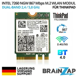 Intel M.2 NGFF WLAN Modul 7260 NGW Thinkpad 867 Mbps 802.11ac 784645-005 04X6007 - Bild 1 von 4
