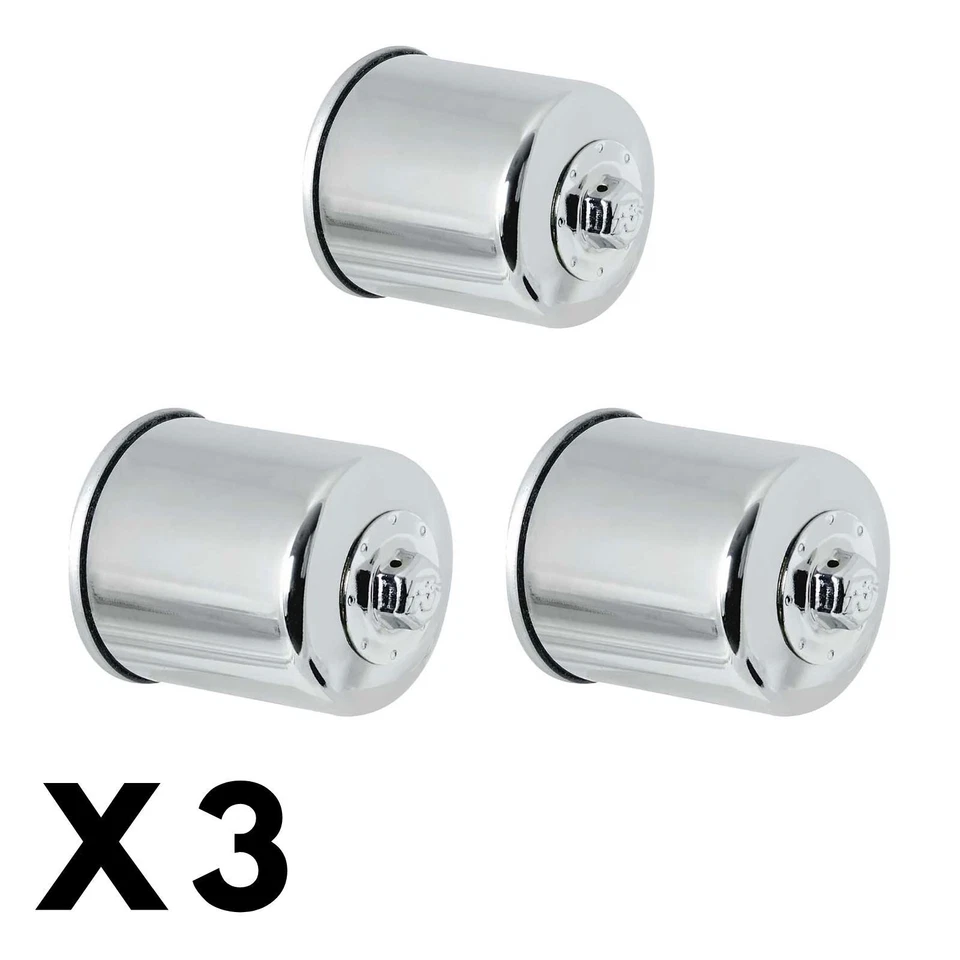 Paquete de 3 filtros de aceite cromados K&N para Kawasaki Z750R 2011-2012 Foto 1 de 1