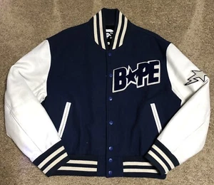 Extremely Rare OG 90s Bapesta Wool / Leather Varsity Jacket Size XL AUTHENTIC - Picture 1 of 12
