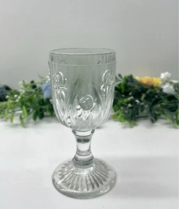 Vintage Jeannette Glass Iris & Herringbone 4 1/4" Clear Wine Glass 1928 - 1932 - Picture 1 of 9