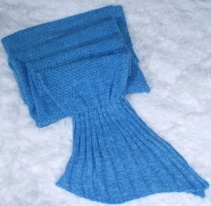 Mermaid Tail Blanket – Soft Hand Knitted Crocheted for Adults or Children - Picture 1 of 8