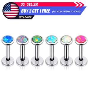 6Pcs 16G Opal Lip Ring Piercing Stainless Steel Ear Labret Studs Tragus Earrings - Picture 1 of 3