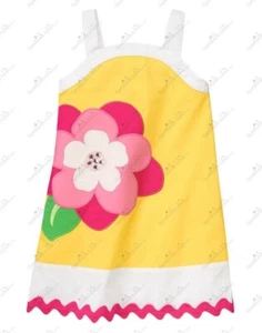 NWT Gymboree Girl 9 Island Lily Gem Flower Diamond Pique Ricrac Cotton Dress NEW - Picture 1 of 10