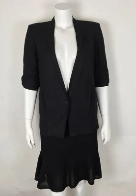 Chaqueta para mujer Helmut Lang manga corta mezcla de lana bolsillos de un solo botón 2 negra” Foto 1 de 4