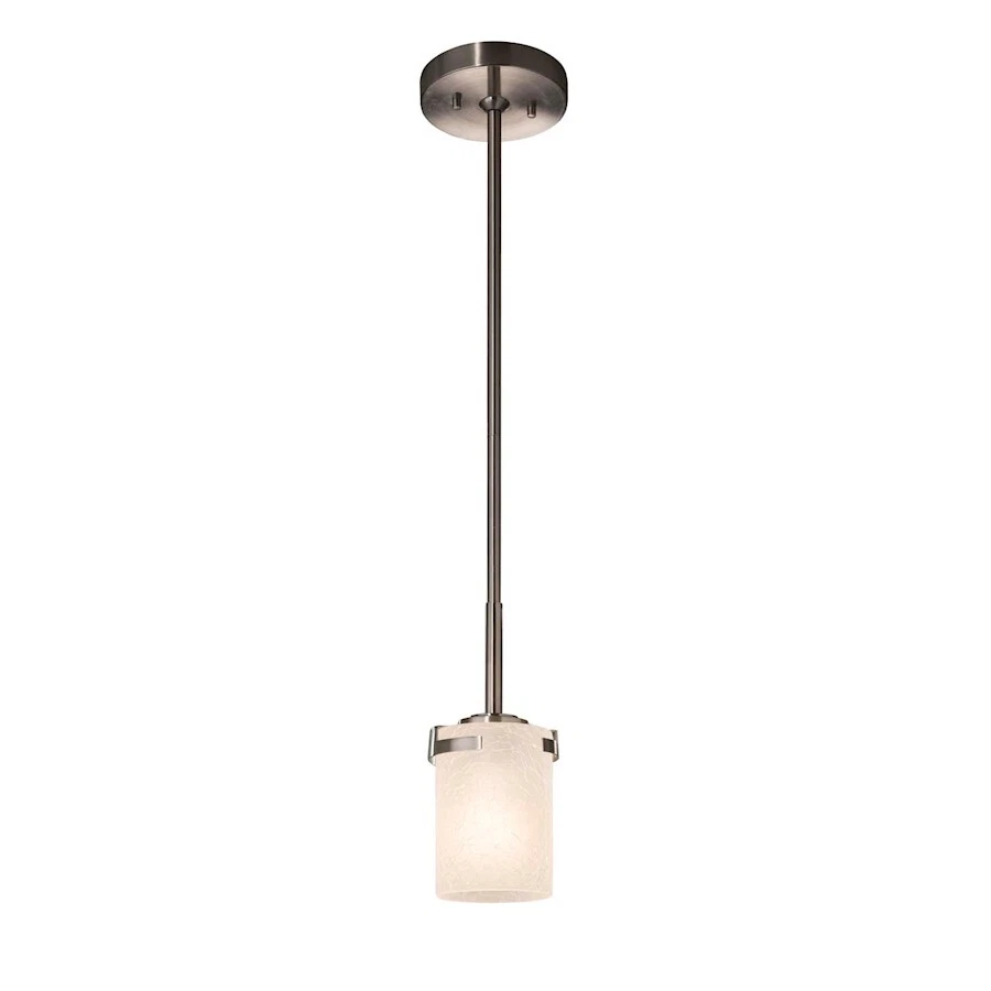 Justice Design Fusion Atlas 1-LT LED Mini-Pendant, Flat Rim, Fr Crack/Nickel - Image 1 of 1
