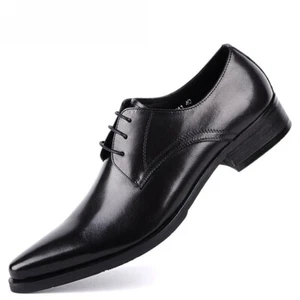 Herren Leder Schuhe Formell Anzugschuhe Oxford Herrenschuhe Schnürschuhe - Picture 1 of 17