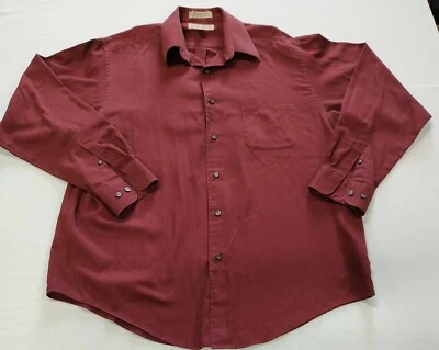 Camisa de vestir Croft & Barrow para hombre 16 1/2! 34/35 Borgoña Cuello Abotonado Foto 1 de 4