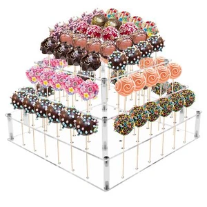 Cake Pop Stand 72 Holes Large Acrylic Cake Pop Holder 3 Tiers Clear Lollipop ... - Picture 1 of 6
