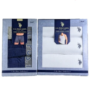 U.S. Polo Assn. The Blue Collection, 3 Ribbed Tanks & 3 Boxer Briefs, Small, New - Picture 1 of 5