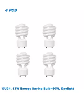 4 Bulbs, Twister GU24,13W Energy Saving Bulb= 60W, Daylight 5000K, UL Listed - Picture 1 of 2