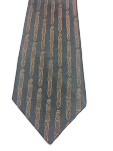 VINTAGE DAMON MENS TIE 2.25 X 57 BROWN COPPER PENS ON BLACK, NARROW - Picture 1 of 4