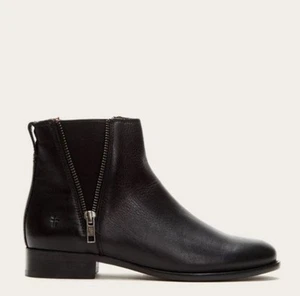 Frye Carly Zip Chelsea Black Leather Ankle Pull On Boots Size 7 - Picture 1 of 11