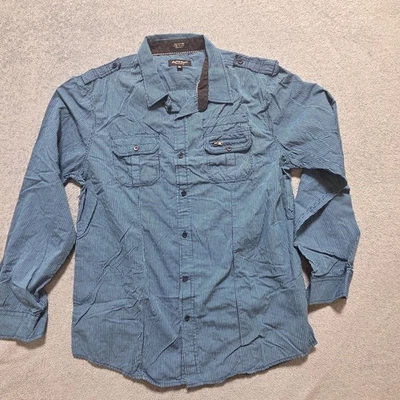 Eighty Eight Platinum Button-Up Shirt Mens 2XL Blue Striped Collared Long Sleeve - Image 1 of 4