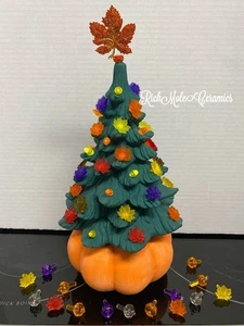 Fall ceramic tree sitting on a pumpkin, Custom Made Bulbs ,11 Inch Without Toper - Picture 1 of 2