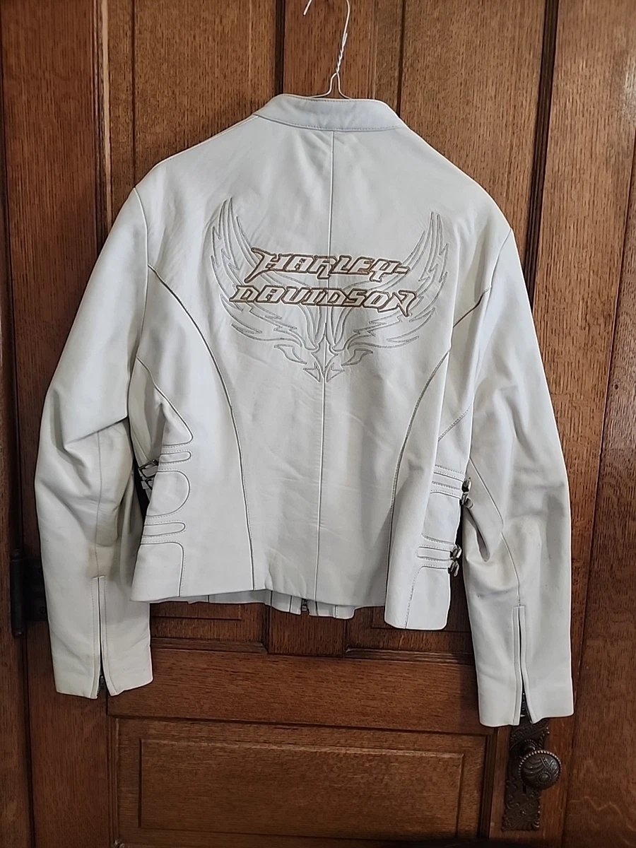 Harley-Davidson White Leather Outer Shell Coats, Jackets & Vests