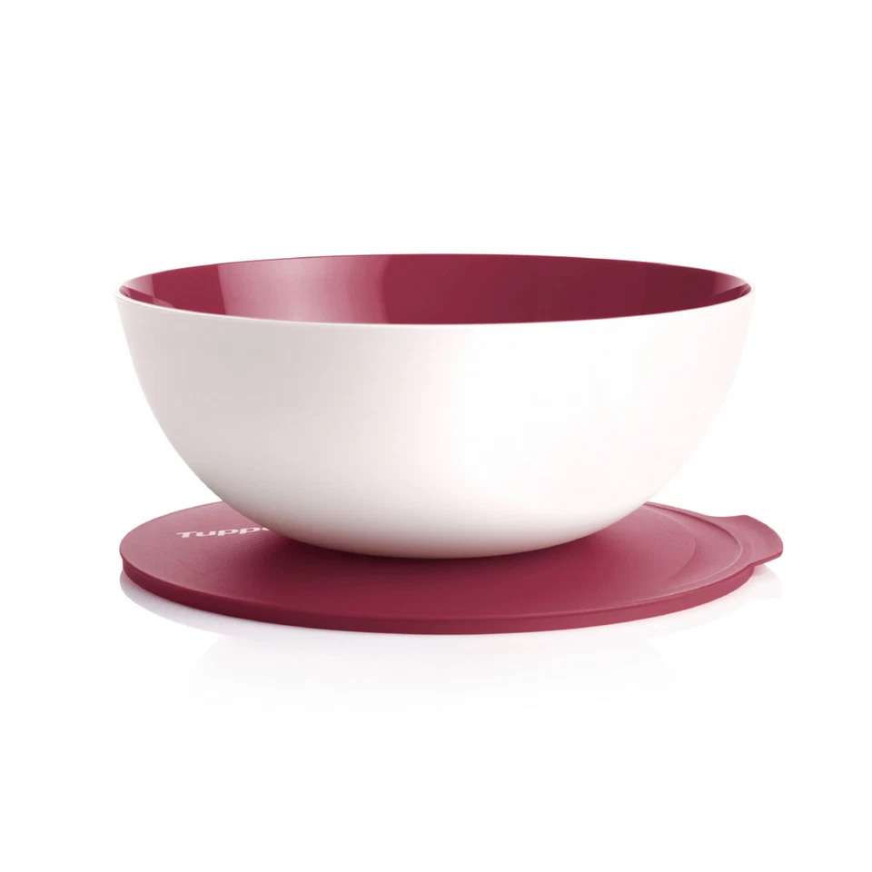 Tupperware Allegra Schale 5 Liter in weinrot/weiß - Bild 1 von 2