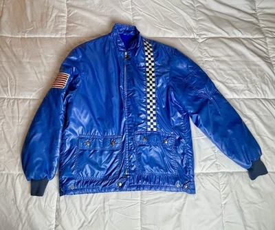 Chaqueta forrada de vellón vintage 1960 1970 Plymouth de nailon de carreras promocional Mopar Foto 1 de 4