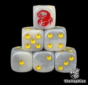 Grey red scorpions for grimdark sci fi tabletop wargames D6 strike war dice - Picture 1 of 5