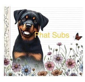 Vaso de sublimación Rottweiler y flores 20 oz listo para imprimir transferencia - Imagen 1 de 1
