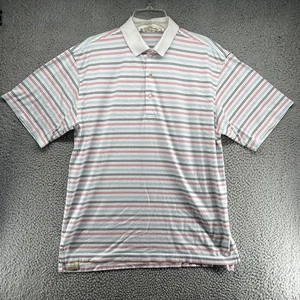 Peter Millar Polo Shirt Mens Medium Multicolor Stripe Double Mercerized Golf - Picture 1 of 9