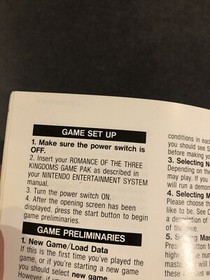 romance of the three kingdoms nes Manual Only Missing Cover