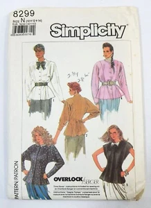 Simplicity 8299 Sewing Pattern Womens Blouse Size 10-12-14 Uncut Vintage 1987 - Picture 1 of 3