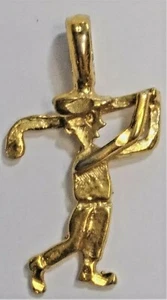 .925 GOLD PLATED SILVER PENDANT SWINGING GOLFER C ALL PICS n - Picture 1 of 4