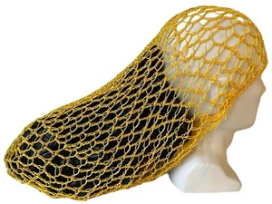 Yellow Fishnet Hair Net Hairnet Slouchy Cover Cap Hat Rasta Dreadlocks Snood XXL - Picture 1 of 4
