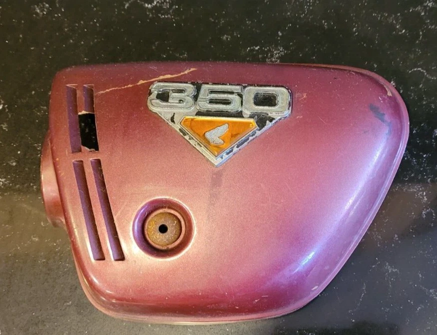 Винтажная левая боковая крышка для Honda от оригинального производителя CB 350 темно-бордовый пластик CB350 - Изображение 1 из 4