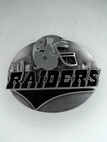 Vintage 1991 Team NFL Oakland Vegas Raiders Silver Black Ltd Edition Belt Buckle Cover