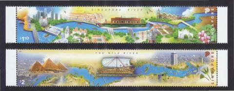 SINGAPORE 2011 EGYPT JOINT ISSUE (SIGNIFICANT RIVERS) COMP. SET OF 2 STAMPS MINT Cover